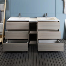 Load image into Gallery viewer, Fresca Lazzaro 72&quot; Gray Wood Free Standing Double Sink Modern Bathroom Cabinet w/ Integrated Sinks- Fresca