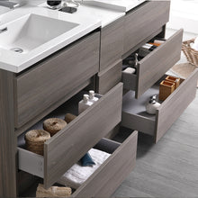 Load image into Gallery viewer, Fresca Lazzaro 72&quot; Gray Wood Free Standing Double Sink Modern Bathroom Cabinet w/ Integrated Sinks- Fresca