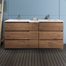 Load image into Gallery viewer, Fresca Lazzaro 72&quot; Rosewood Free Standing Double Sink Modern Bathroom Cabinet w/ Integrated Sinks- Fresca