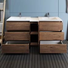 Load image into Gallery viewer, Fresca Lazzaro 72&quot; Rosewood Free Standing Double Sink Modern Bathroom Cabinet w/ Integrated Sinks- Fresca
