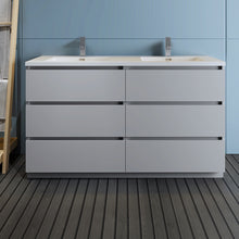 Load image into Gallery viewer, Fresca Lazzaro 60&quot; Gray Free Standing Modern Bathroom Cabinet w/ Integrated Double Sink- Fresca