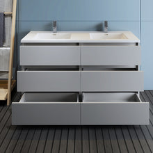 Load image into Gallery viewer, Fresca Lazzaro 60&quot; Gray Free Standing Modern Bathroom Cabinet w/ Integrated Double Sink- Fresca