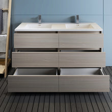 Load image into Gallery viewer, Fresca Lazzaro 60&quot; Gray Wood Free Standing Modern Bathroom Cabinet w/ Integrated Double Sink- Fresca