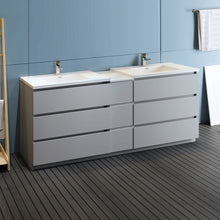 Load image into Gallery viewer, Fresca Lazzaro 84&quot; Gray Free Standing Double Sink Modern Bathroom Cabinet w/ Integrated Sinks- Fresca