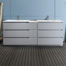 Load image into Gallery viewer, Fresca Lazzaro 84&quot; Gray Free Standing Double Sink Modern Bathroom Cabinet w/ Integrated Sinks- Fresca