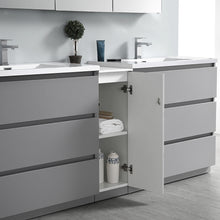 Load image into Gallery viewer, Fresca Lazzaro 84&quot; Gray Free Standing Double Sink Modern Bathroom Cabinet w/ Integrated Sinks- Fresca