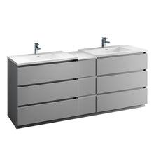 Load image into Gallery viewer, Fresca Lazzaro 84&quot; Gray Free Standing Double Sink Modern Bathroom Cabinet w/ Integrated Sinks- Fresca