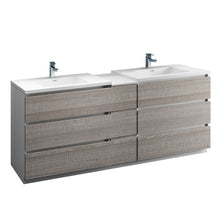 Load image into Gallery viewer, Fresca Lazzaro 84&quot; Glossy Ash Gray Free Standing Double Sink Modern Bathroom Cabinet w/ Integrated Sinks- Fresca
