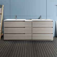 Load image into Gallery viewer, Fresca Lazzaro 84&quot; Gray Wood Free Standing Double Sink Modern Bathroom Cabinet w/ Integrated Sinks- Fresca