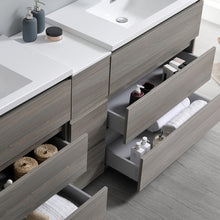 Load image into Gallery viewer, Fresca Lazzaro 84&quot; Gray Wood Free Standing Double Sink Modern Bathroom Cabinet w/ Integrated Sinks- Fresca