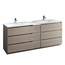 Load image into Gallery viewer, Fresca Lazzaro 84&quot; Gray Wood Free Standing Double Sink Modern Bathroom Cabinet w/ Integrated Sinks- Fresca