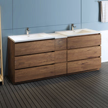 Load image into Gallery viewer, Fresca Lazzaro 84&quot; Rosewood Free Standing Double Sink Modern Bathroom Cabinet w/ Integrated Sinks- Fresca