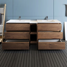 Load image into Gallery viewer, Fresca Lazzaro 84&quot; Rosewood Free Standing Double Sink Modern Bathroom Cabinet w/ Integrated Sinks- Fresca