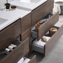 Load image into Gallery viewer, Fresca Lazzaro 84&quot; Rosewood Free Standing Double Sink Modern Bathroom Cabinet w/ Integrated Sinks- Fresca