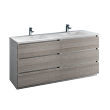 Load image into Gallery viewer, Fresca Lazzaro 72&quot; Glossy Ash Gray Free Standing Modern Bathroom Cabinet w/ Integrated Double Sink- Fresca