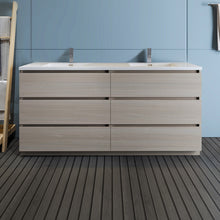 Load image into Gallery viewer, Fresca Lazzaro 72&quot; Gray Wood Free Standing Modern Bathroom Cabinet w/ Integrated Double Sink- Fresca