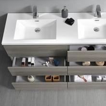 Load image into Gallery viewer, Fresca Lazzaro 72&quot; Gray Wood Free Standing Modern Bathroom Cabinet w/ Integrated Double Sink- Fresca