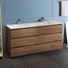 Load image into Gallery viewer, Fresca Lazzaro 72&quot; Rosewood Free Standing Modern Bathroom Cabinet w/ Integrated Double Sink- Fresca