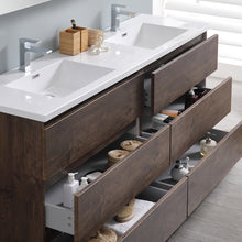 Load image into Gallery viewer, Fresca Lazzaro 72&quot; Rosewood Free Standing Modern Bathroom Cabinet w/ Integrated Double Sink- Fresca