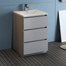 Load image into Gallery viewer, Fresca Lazzaro 24&quot; Gray Free Standing Modern Bathroom Cabinet w/ Integrated Sink- Fresca