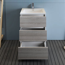 Load image into Gallery viewer, Fresca Lazzaro 24&quot; Glossy Ash Gray Free Standing Modern Bathroom Cabinet w/ Integrated Sink- Fresca