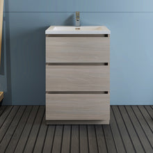 Load image into Gallery viewer, Fresca Lazzaro 24&quot; Gray Wood Free Standing Modern Bathroom Cabinet w/ Integrated Sink- Fresca