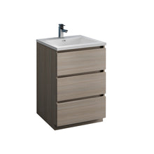 Load image into Gallery viewer, Fresca Lazzaro 24&quot; Gray Wood Free Standing Modern Bathroom Cabinet w/ Integrated Sink- Fresca
