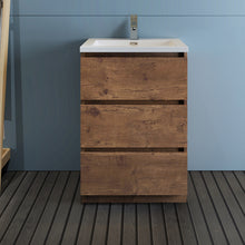 Load image into Gallery viewer, Fresca Lazzaro 24&quot; Rosewood Free Standing Modern Bathroom Cabinet w/ Integrated Sink- Fresca