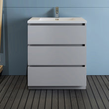 Load image into Gallery viewer, Fresca Lazzaro 30&quot; Gray Free Standing Modern Bathroom Cabinet w/ Integrated Sink- Fresca
