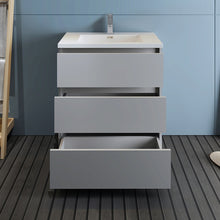Load image into Gallery viewer, Fresca Lazzaro 30&quot; Gray Free Standing Modern Bathroom Cabinet w/ Integrated Sink- Fresca