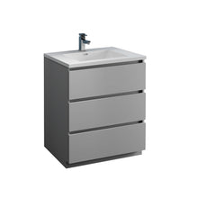 Load image into Gallery viewer, Fresca Lazzaro 30&quot; Gray Free Standing Modern Bathroom Cabinet w/ Integrated Sink- Fresca