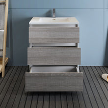 Load image into Gallery viewer, Fresca Lazzaro 30&quot; Glossy Ash Gray Free Standing Modern Bathroom Cabinet w/ Integrated Sink- Fresca