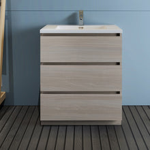 Load image into Gallery viewer, Fresca Lazzaro 30&quot; Gray Wood Free Standing Modern Bathroom Cabinet w/ Integrated Sink- Fresca