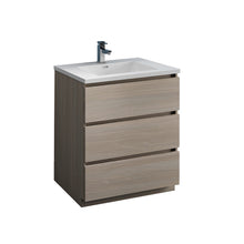 Load image into Gallery viewer, Fresca Lazzaro 30&quot; Gray Wood Free Standing Modern Bathroom Cabinet w/ Integrated Sink- Fresca