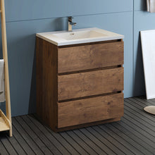 Load image into Gallery viewer, Fresca Lazzaro 30&quot; Rosewood Free Standing Modern Bathroom Cabinet w/ Integrated Sink- Fresca