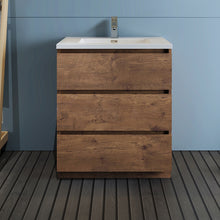 Load image into Gallery viewer, Fresca Lazzaro 30&quot; Rosewood Free Standing Modern Bathroom Cabinet w/ Integrated Sink- Fresca