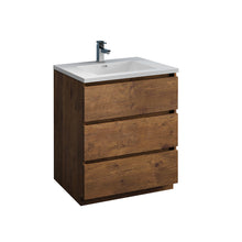 Load image into Gallery viewer, Fresca Lazzaro 30&quot; Rosewood Free Standing Modern Bathroom Cabinet w/ Integrated Sink- Fresca