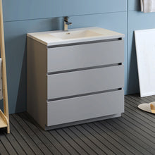 Load image into Gallery viewer, Fresca Lazzaro 36&quot; Gray Free Standing Modern Bathroom Cabinet w/ Integrated Sink- Fresca
