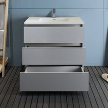 Load image into Gallery viewer, Fresca Lazzaro 36&quot; Gray Free Standing Modern Bathroom Cabinet w/ Integrated Sink- Fresca