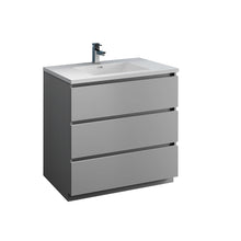 Load image into Gallery viewer, Fresca Lazzaro 36&quot; Gray Free Standing Modern Bathroom Cabinet w/ Integrated Sink- Fresca