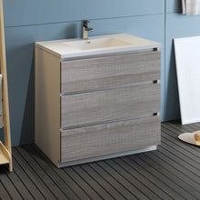 Load image into Gallery viewer, Fresca Lazzaro 36&quot; Glossy Ash Gray Free Standing Modern Bathroom Cabinet w/ Integrated Sink- Fresca