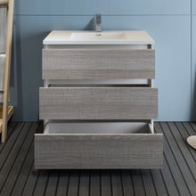Load image into Gallery viewer, Fresca Lazzaro 36&quot; Glossy Ash Gray Free Standing Modern Bathroom Cabinet w/ Integrated Sink- Fresca