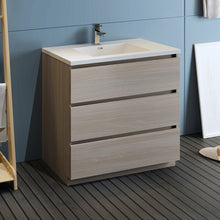Load image into Gallery viewer, Fresca Lazzaro 36&quot; Gray Wood Free Standing Modern Bathroom Cabinet w/ Integrated Sink- Fresca