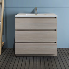 Load image into Gallery viewer, Fresca Lazzaro 36&quot; Gray Wood Free Standing Modern Bathroom Cabinet w/ Integrated Sink- Fresca