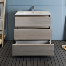 Load image into Gallery viewer, Fresca Lazzaro 36&quot; Gray Wood Free Standing Modern Bathroom Cabinet w/ Integrated Sink- Fresca