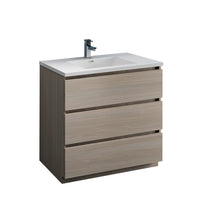 Load image into Gallery viewer, Fresca Lazzaro 36&quot; Gray Wood Free Standing Modern Bathroom Cabinet w/ Integrated Sink- Fresca