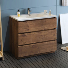 Load image into Gallery viewer, Fresca Lazzaro 42&quot; Rosewood Free Standing Modern Bathroom Cabinet w/ Integrated Sink- Fresca
