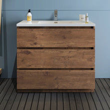 Load image into Gallery viewer, Fresca Lazzaro 42&quot; Rosewood Free Standing Modern Bathroom Cabinet w/ Integrated Sink- Fresca