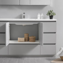 Load image into Gallery viewer, Fresca Lazzaro 60&quot; Gray Free Standing Modern Bathroom Cabinet w/ Integrated Single Sink- Fresca