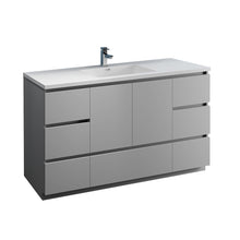 Load image into Gallery viewer, Fresca Lazzaro 60&quot; Gray Free Standing Modern Bathroom Cabinet w/ Integrated Single Sink- Fresca